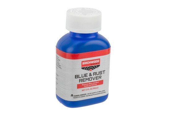 Birchwood Casey Blue & Rust Remover is available in 3 fluid ounces